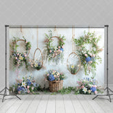 Aperturee - Aperturee Rose Hanging Vine Wreath Spring Floral Backdrop